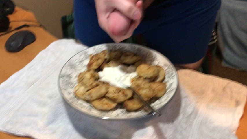 Perogies, sour cream, and my load