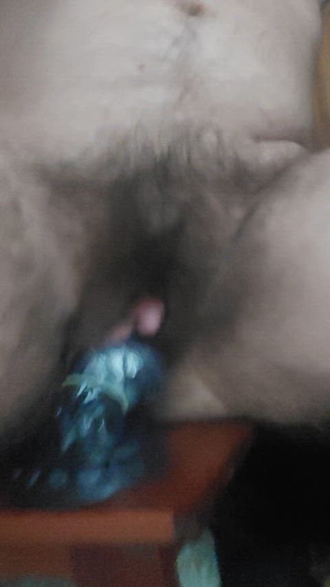 dildo ftm hairy homemade knot monster cock solo wet pussy gif