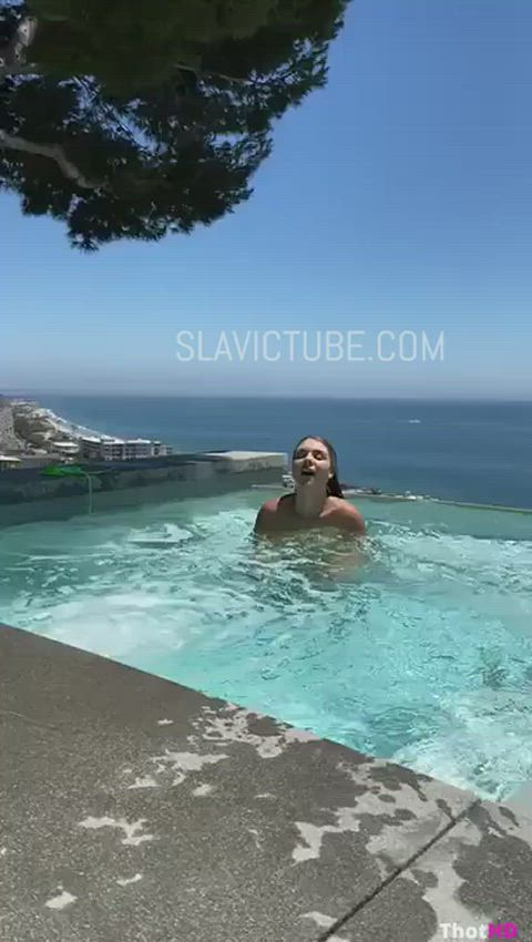 babe dirty blonde hottie huge tits natural tits onlyfans sexy slut swimming pool