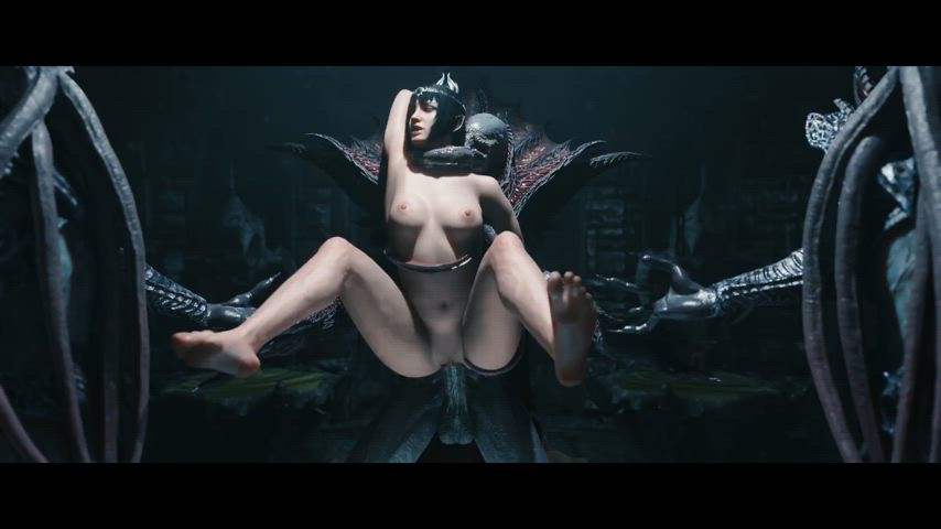 3d animation bouncing tits elf monster reverse cowgirl rule34 shaved pussy tentacles