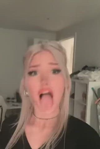 ahegao blonde tease teen tongue fetish gif