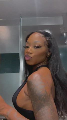 Big Tits Boobs Ebony Nipple Nipples Nipslip Tits gif