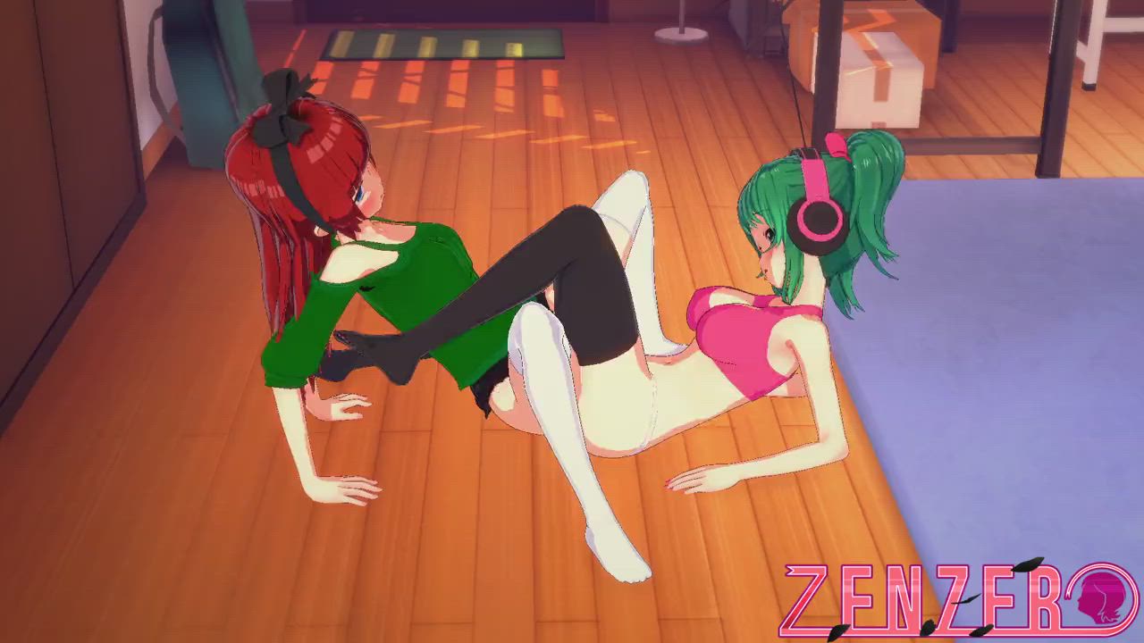 Cute lesbian hentai girls scissoring
