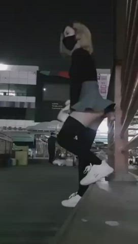 Asian Clothed Dildo Female Masturbating Public Upskirt gif