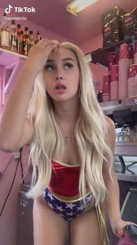 Ass Blonde Jiggling Shaking Shorts Thong TikTok gif