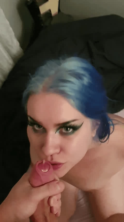 alt blue cumshot facial girlfriend goth homemade swedish blue hair cumslut gif