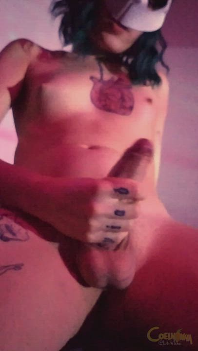 My girl cock is so heavy. Could you hold it for me?