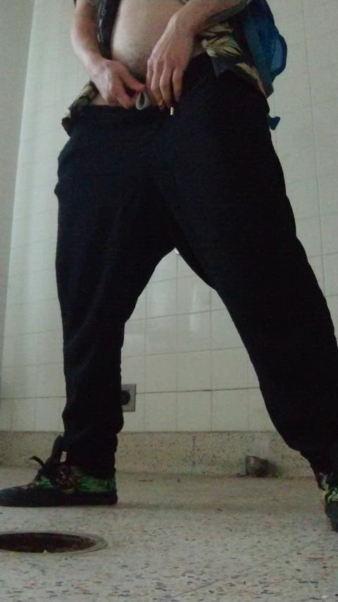 ftm pee piss public trans man gif