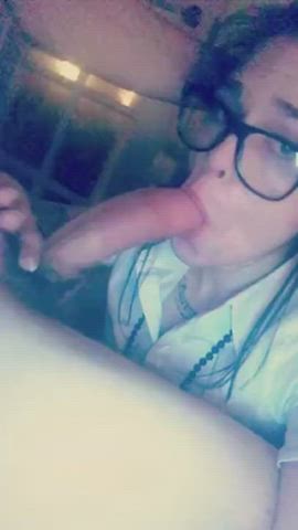 Blowjob Cock Glasses gif