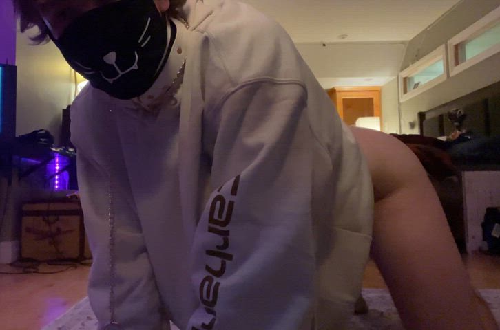 19 years old collar cute doggystyle femboy gay petplay sissy solo thick gif