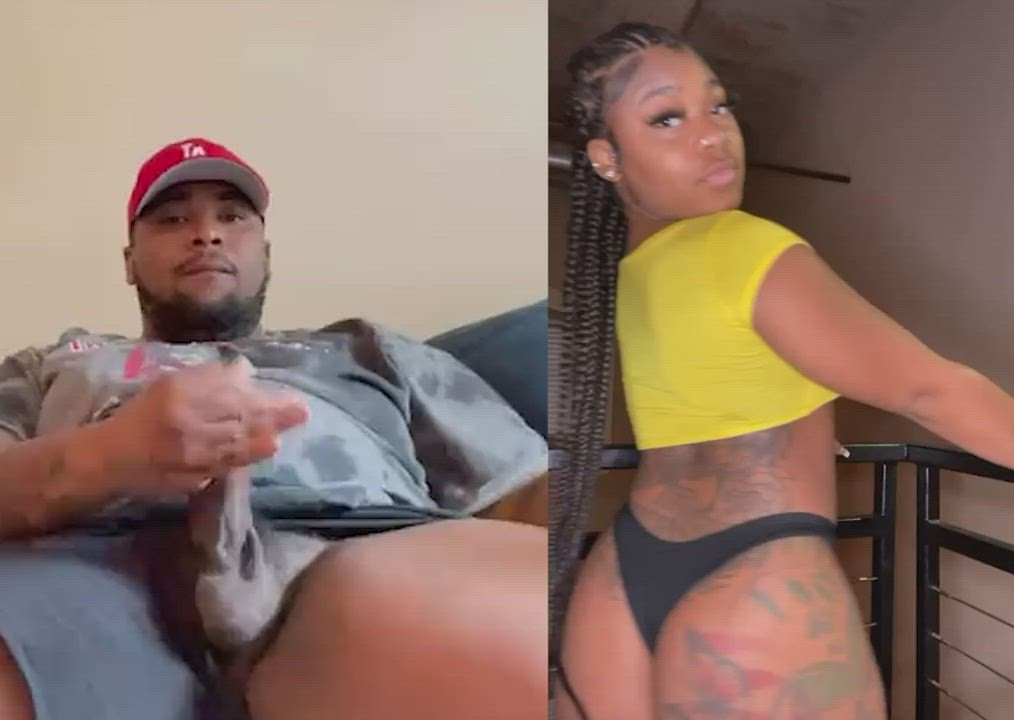 Caption Cumshot Ebony gif