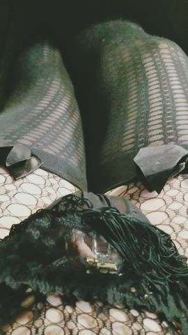 big balls chastity crossdressing fishnet panties sissy stockings gif
