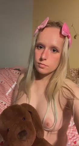 Blonde Blowjob Dildo Spit Teen gif