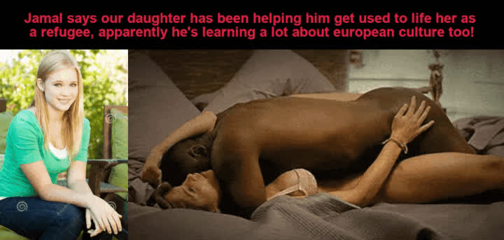 BBC Blonde Caption Interracial Missionary Swedish gif