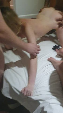 Amateur BBC Blonde Gangbang Interracial gif