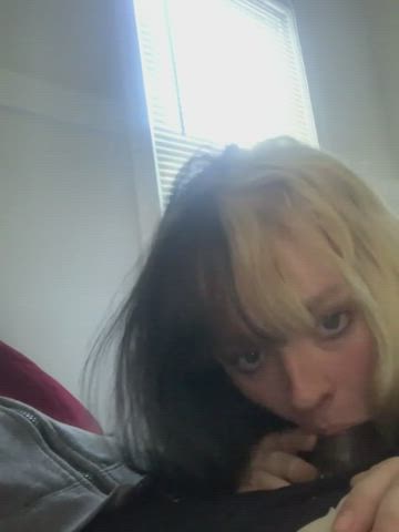 Alt BBC Blowjob Cute Interracial Nerd White Girl gif