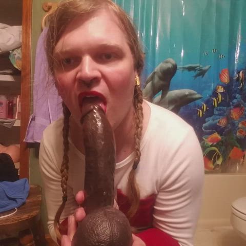 blowjob cock worship crossdressing femboy sissy sucking gif