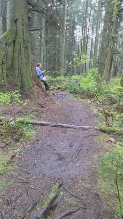 Ginger twink caught jerking in the woods