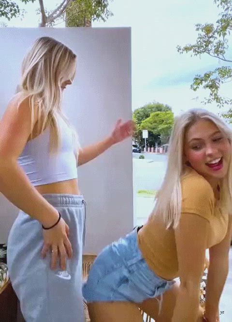 ass blonde friends grinding tiktok gif