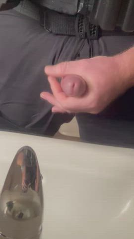 Jerking off in the sink at work