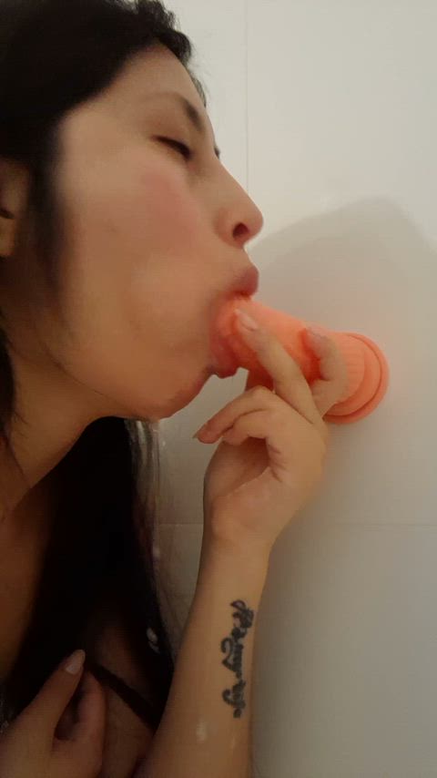 blowjob dildo saliva gif