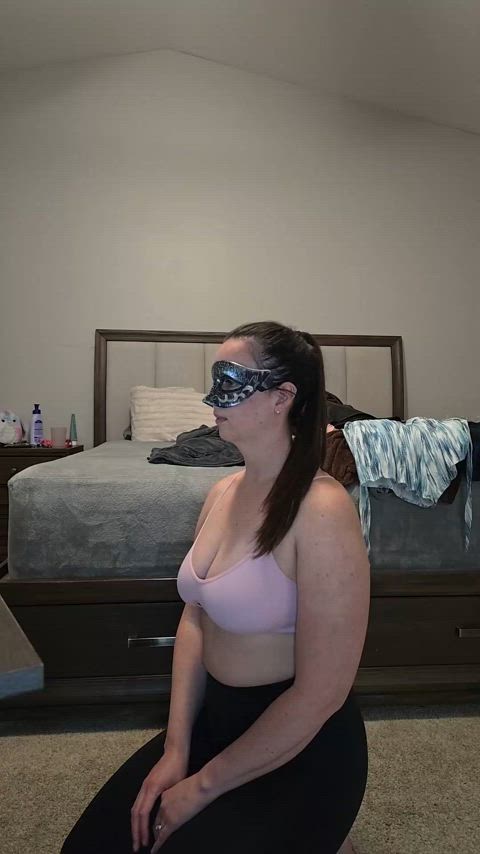 boobs bouncing tits changing room lingerie milf natural tits thong gif