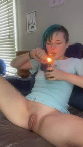 alt clit rubbing cute petite pussy pussy lips smoking gif