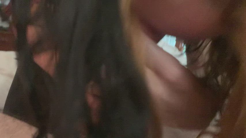 amateur bwc blowjob handjob quickie wife yoga pants gif