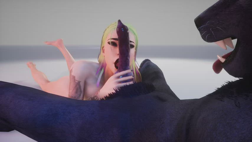 Animation Big Ass Big Dick Big Tits Blonde Hentai Licking Rule34 Tattoo Teasing gif