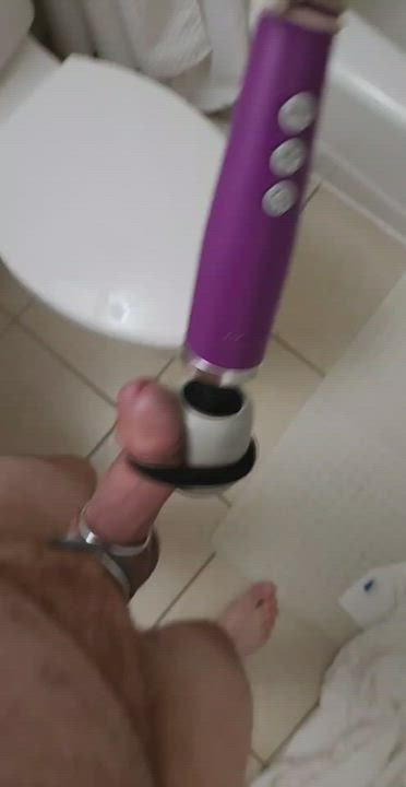 [45] Fun with the shower rod on the hotel room bathroom.