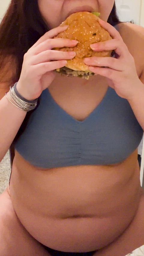 asian feedee food fetish nsfw natural tits onlyfans tits undressing belly gif