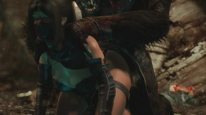 3D Animation Bouncing Tits Clothed Doggystyle Fantasy Hentai Mask Monster Cock gif
