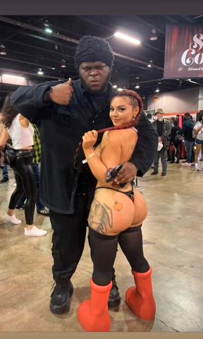 big ass convention exhibitionist thong gif