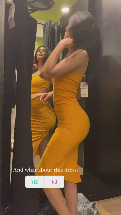 Brunette Changing Room gif