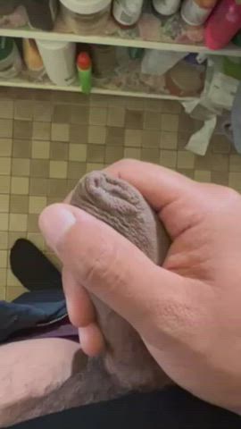 big dick foreskin masturbating precum thick cock gif