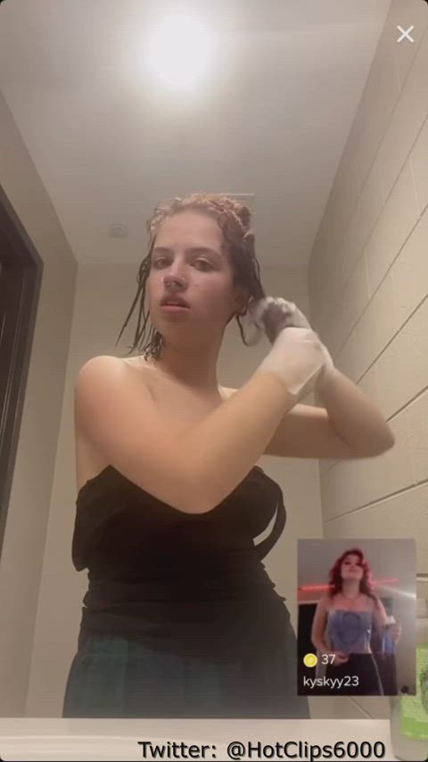 accidental big tits boobs bouncing tits busty nsfw nipple piercing nipslip tiktok