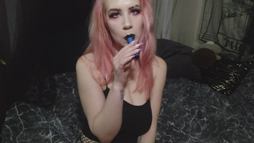 British Choker Female Goth Kinky Laughing Scottish Seduction gif