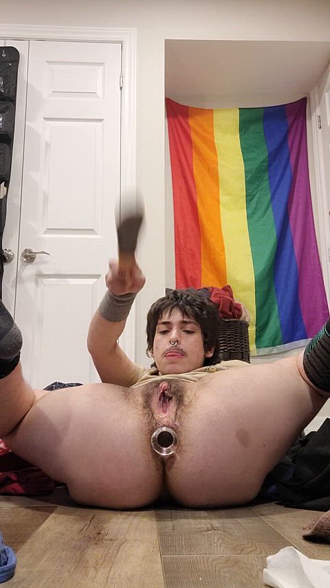 anal bdsm buttplug intense masochism pain spanked spanking trans trans man gif