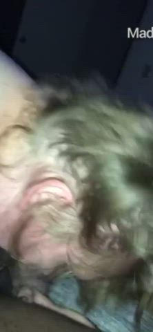 BBW Blowjob Gagging Ponytail Throat Fuck White Girl gif