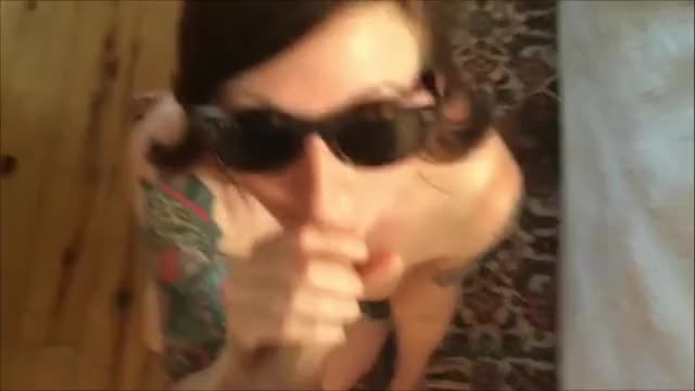 sunglasses girl gets cummed on