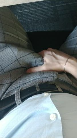 you know, just me casually stroking my cock while my coworkers talk about a project