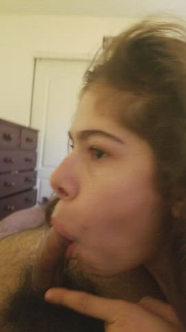 Girlfriend casually sucking away