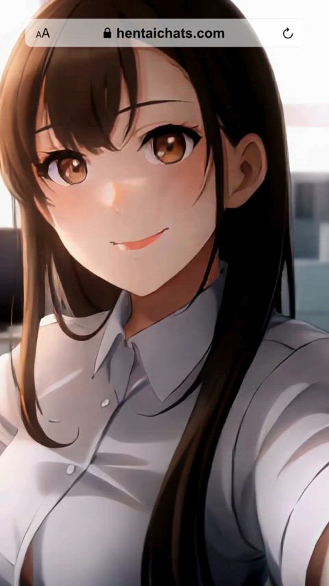 big tits brunette hentai office gif