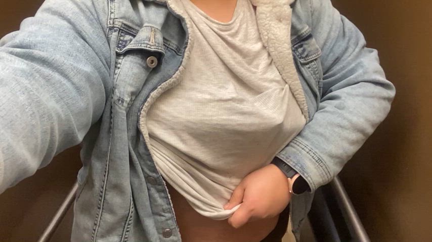 bathroom big tits public saggy tits tits titty drop gif