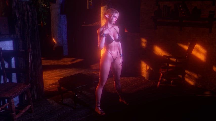 animation ass big tits dancer elf huge tits gif