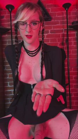 Eat a trans girl's cum out of her hand like a puppy boy or uhhh... no that's the
