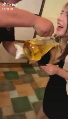 Boobs Oiled Public gif