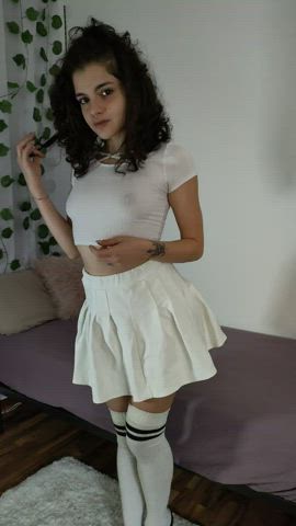 amateur brunette small tits teen gif