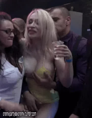 Big Tits Blonde Club Fake Boobs Groping gif