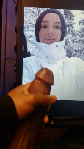 BBC Big Dick Cum Hijab Muslim Tribute gif